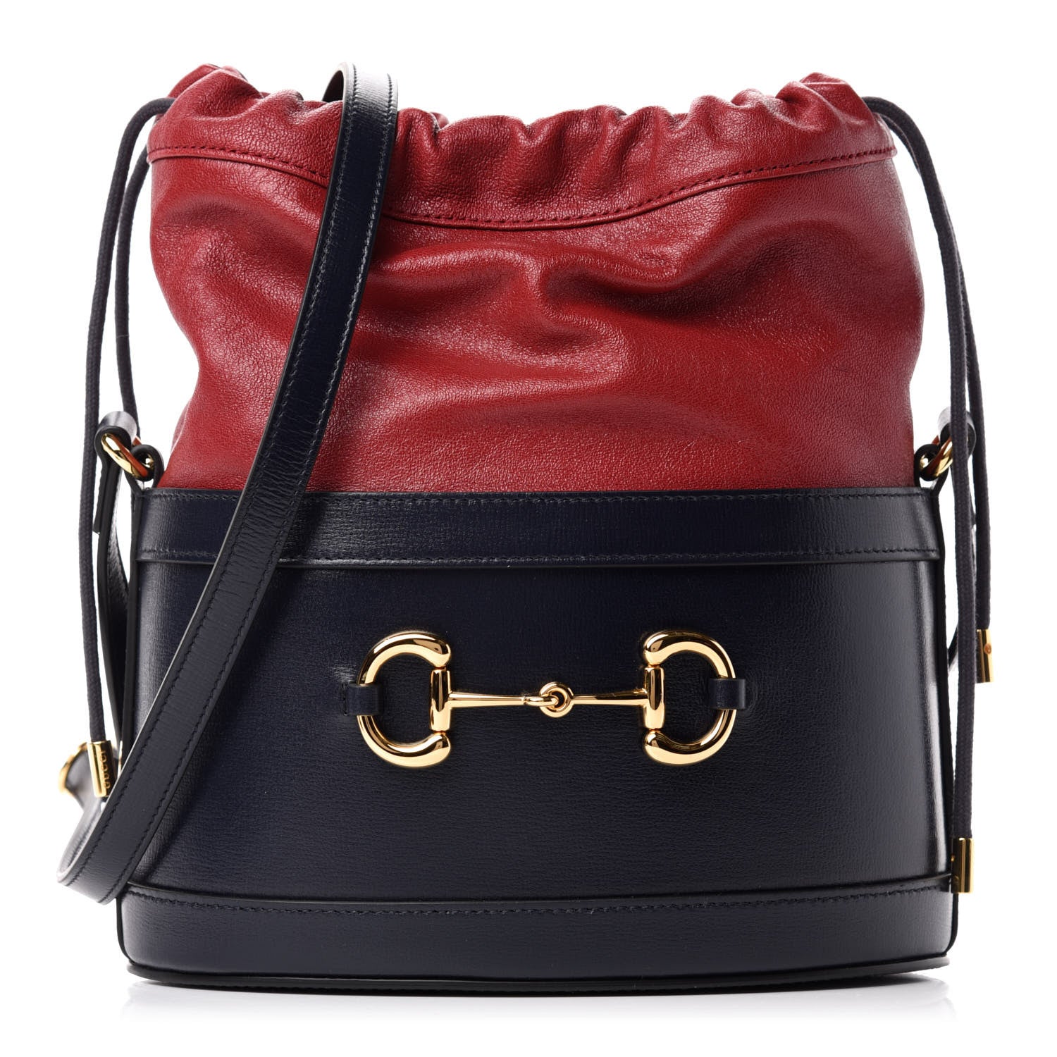 Gucci Azalea Sakai Be Green Calfskin Horsebit 1955 Drawstring Bucket Bag Blue New Cherry Red 1 of 10