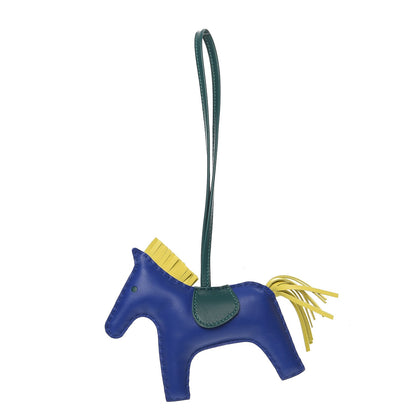 Hermes Milo Lambskin Grigri Rodeo Horse Bag Charm MM Bleu Electrique Lime Vert Fonce 1 of 4
