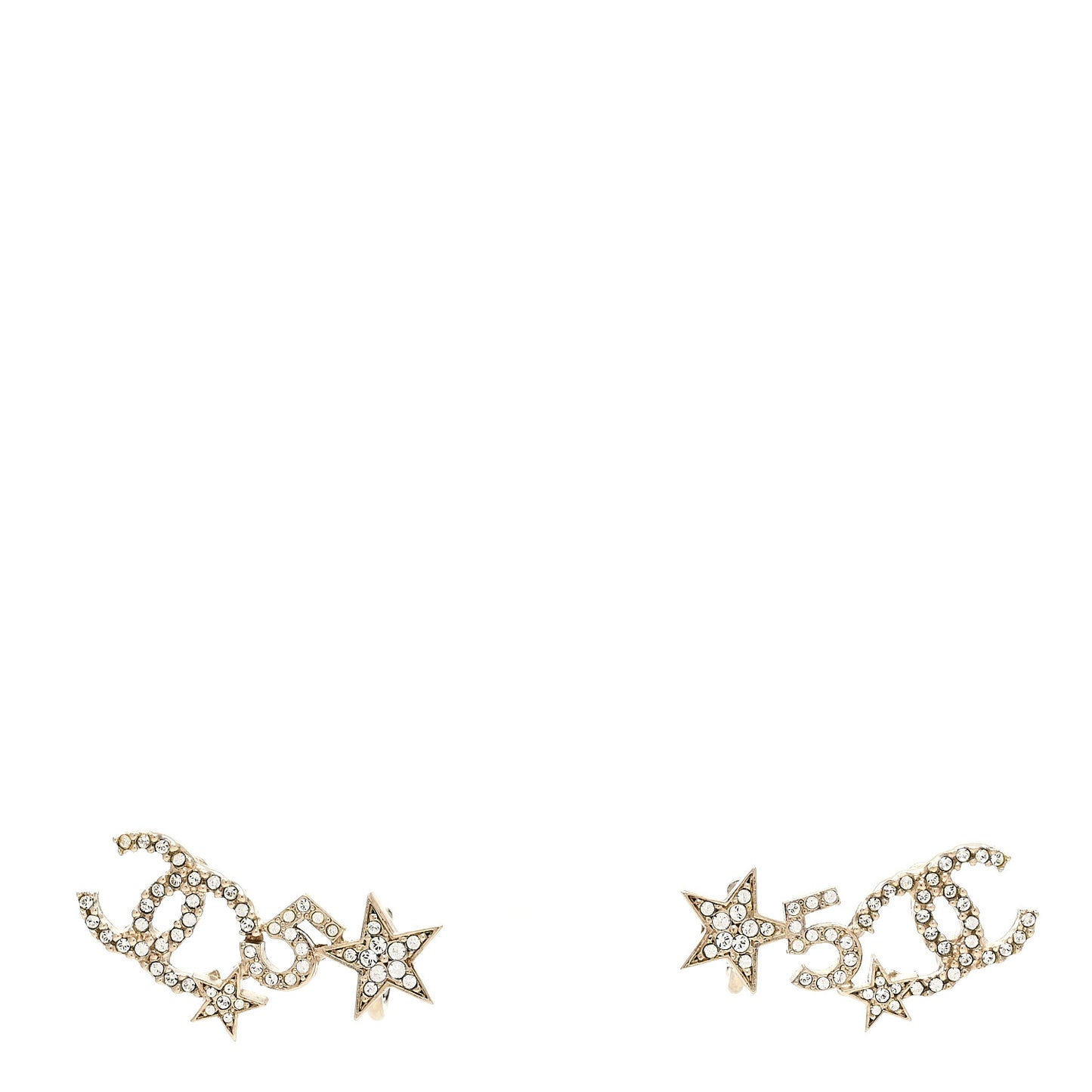 Crystal Star 5 CC Earrings Gold