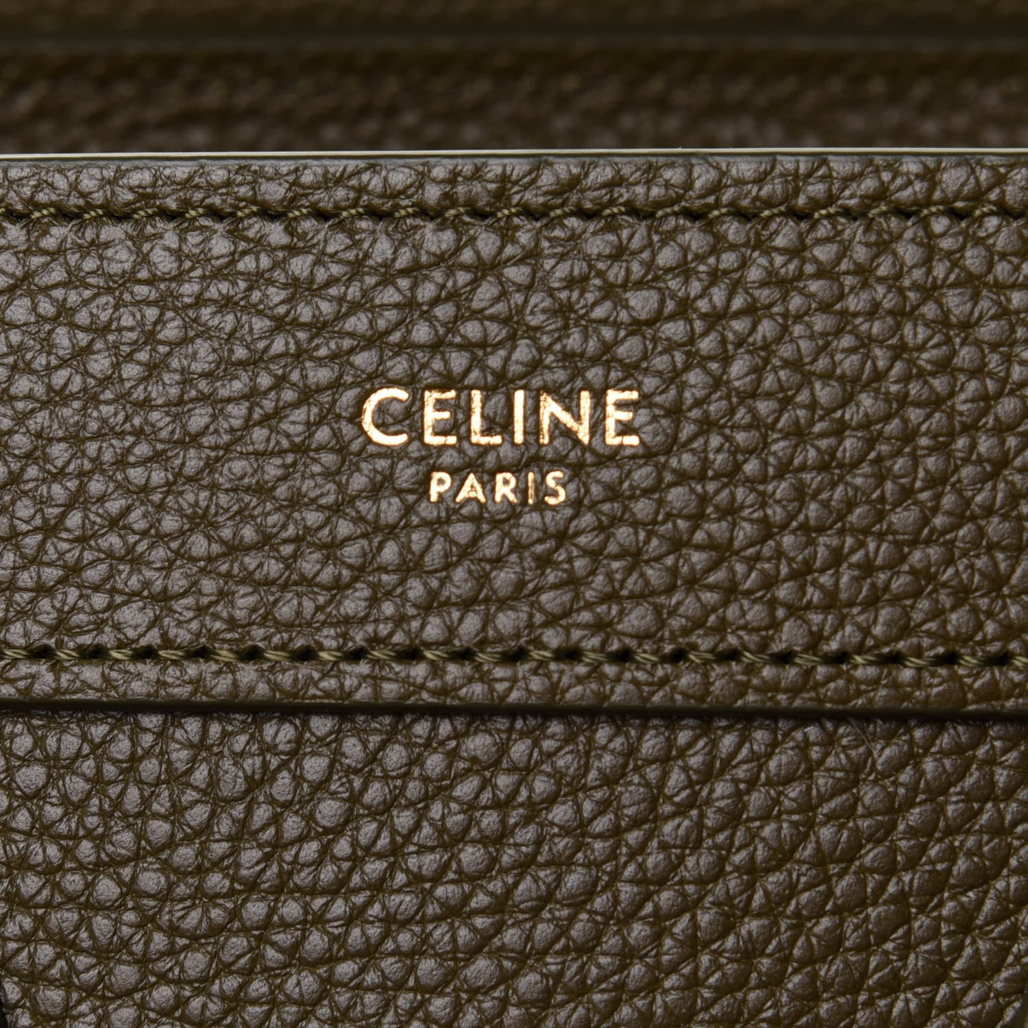 Celine Drummed Calfskin Nano Luggage Olive 6 of 11