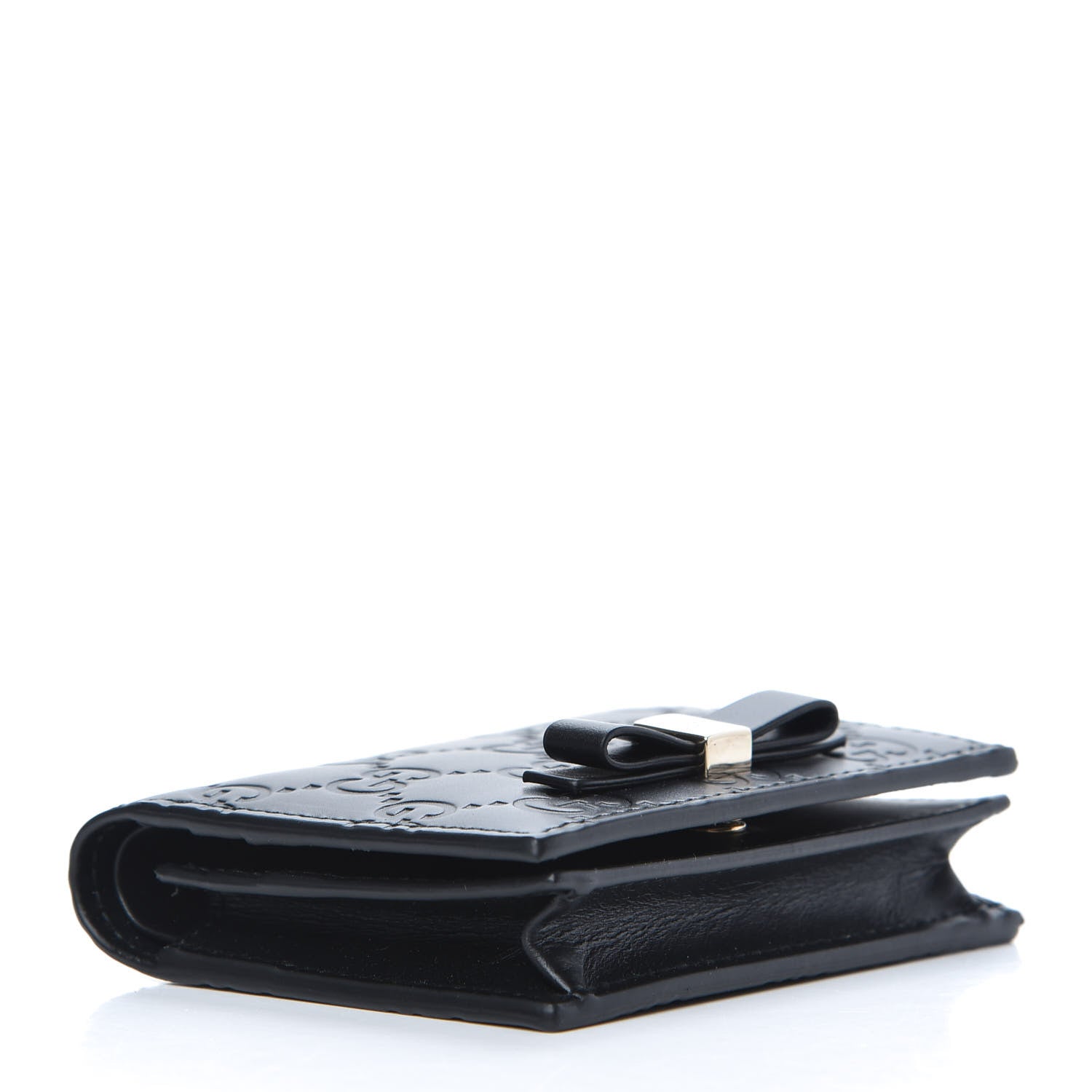 Gucci Guccissima Signature Bowy Card Case Wallet Black 4 of 7