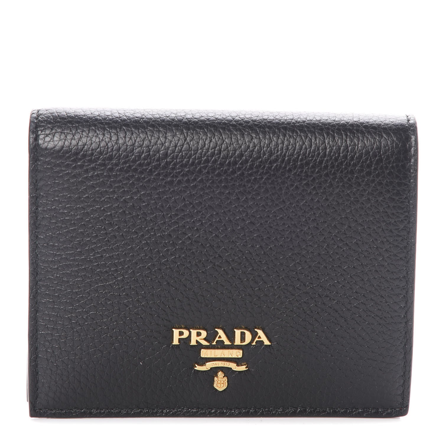 Prada Vitello Daino Small Bi-Fold Wallet Black Fuoco 1 of 8
