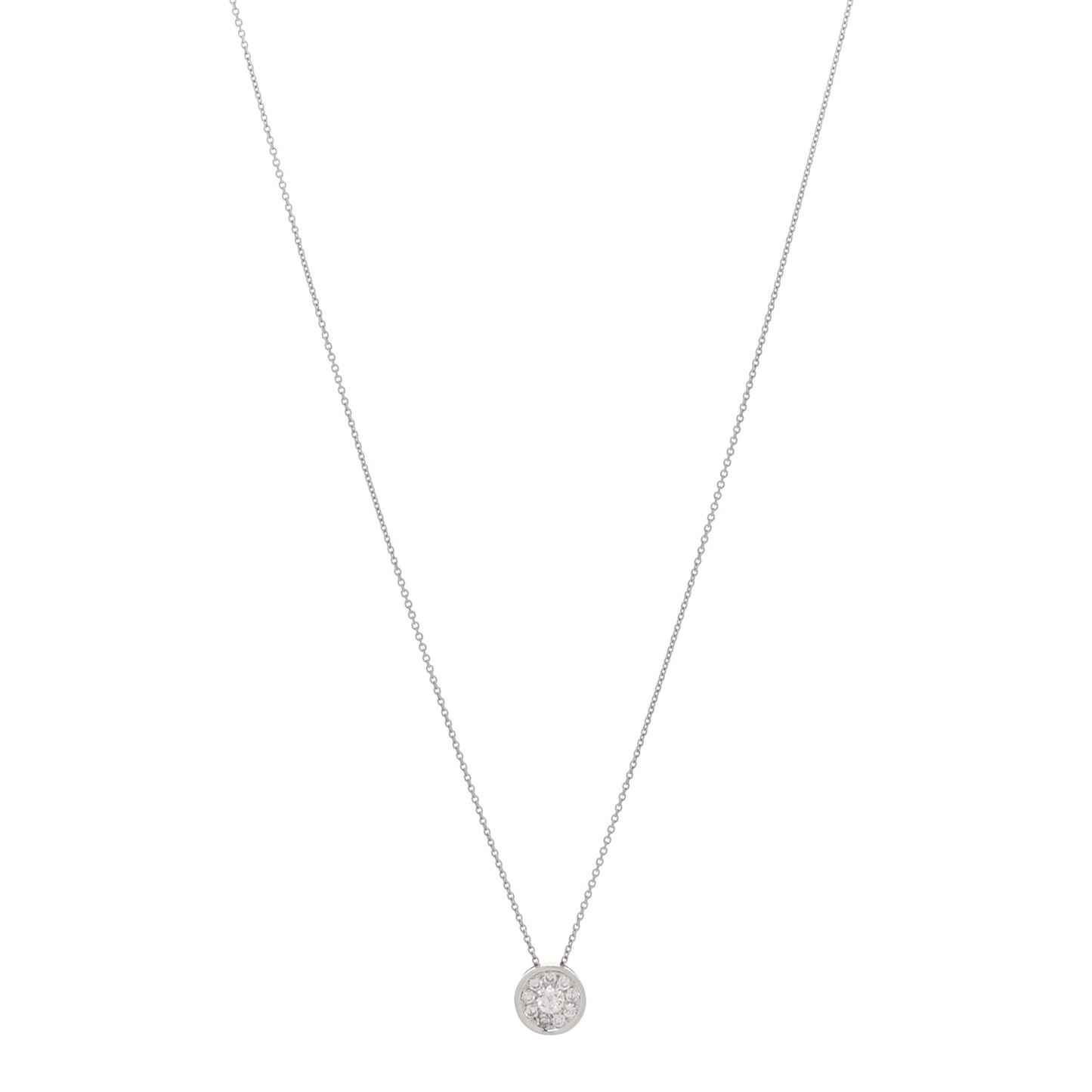 14K White Gold Diamond .17ctw Round Pave Pendant Necklace