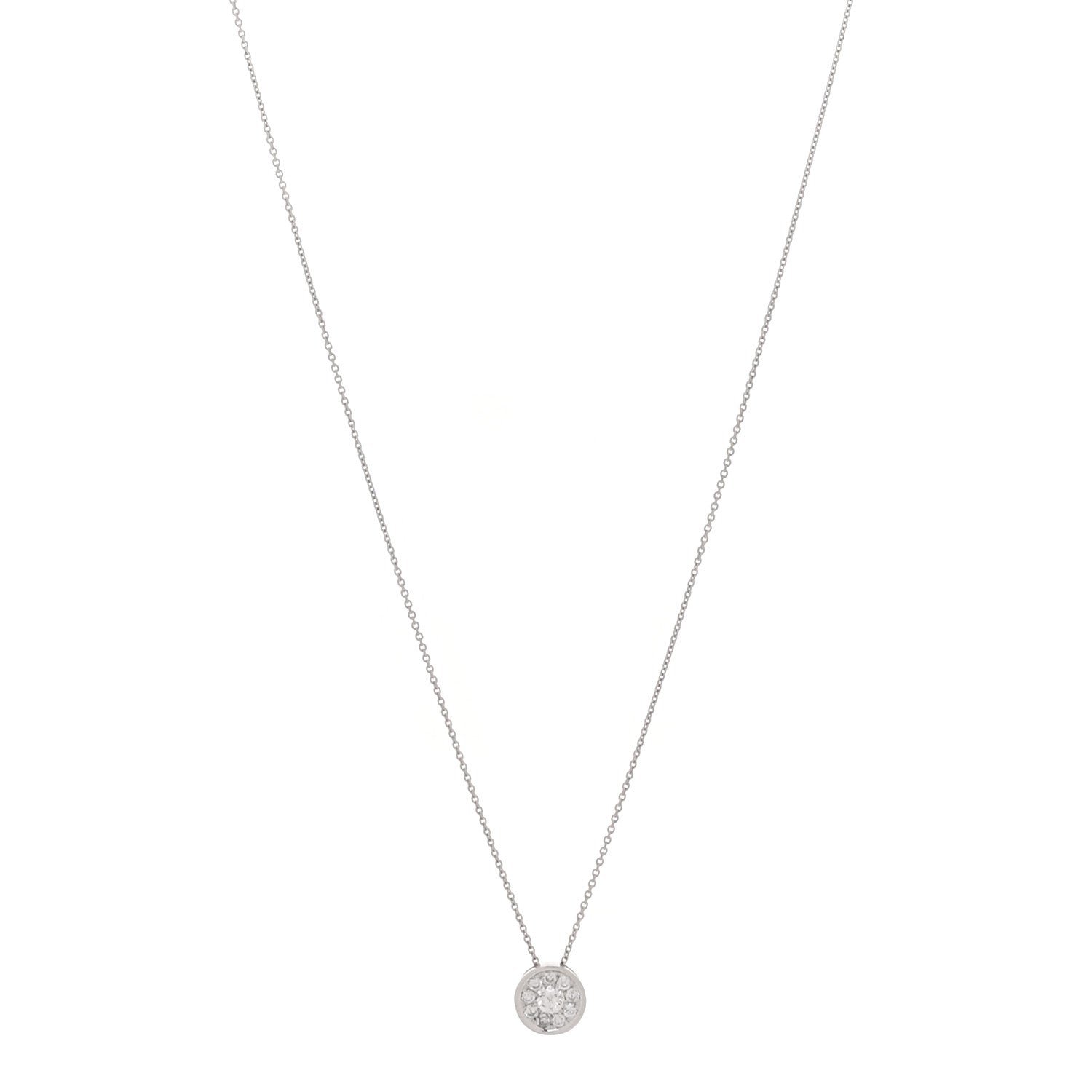 Parker & West by FASHIONPHILE 14K White Gold Diamond .17ctw Round Pave Pendant Necklace 1 of 6