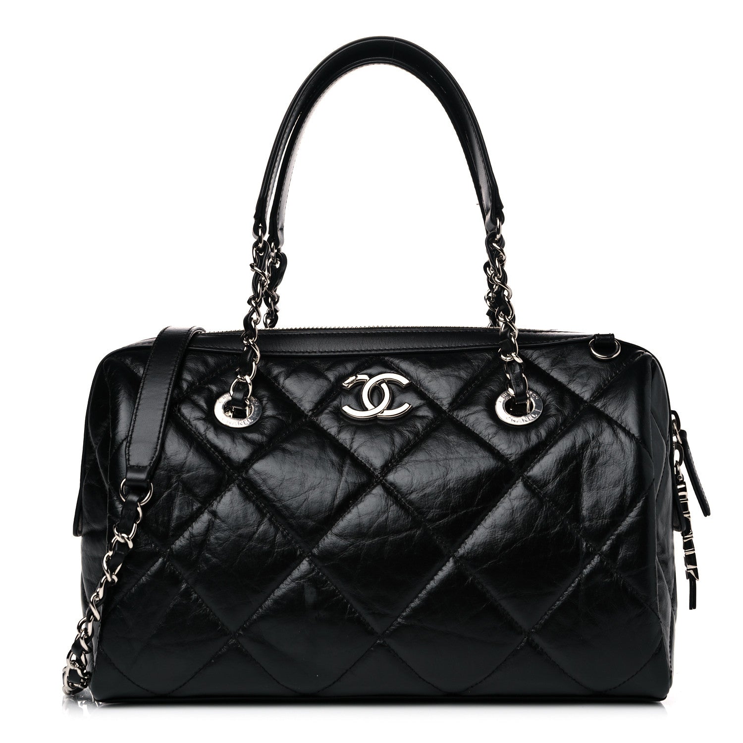 Chanel Calfskin Quilted Small CC Bowling Bag Black 1 of 11