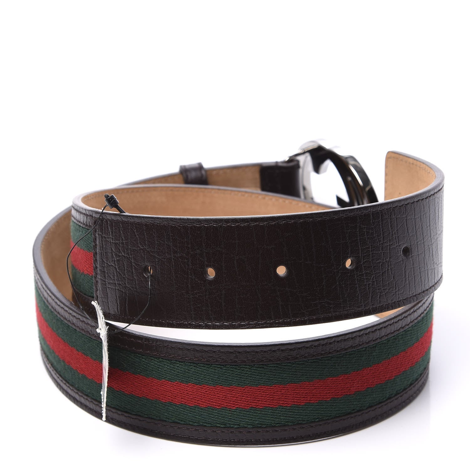 Gucci Calfskin Web Interlocking G Belt 80 32 Dark Brown 3 of 7