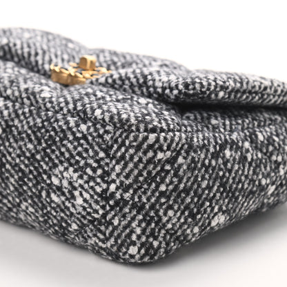 Chanel Tweed Quilted Medium Chanel 19 Flap Black White 8 of 8