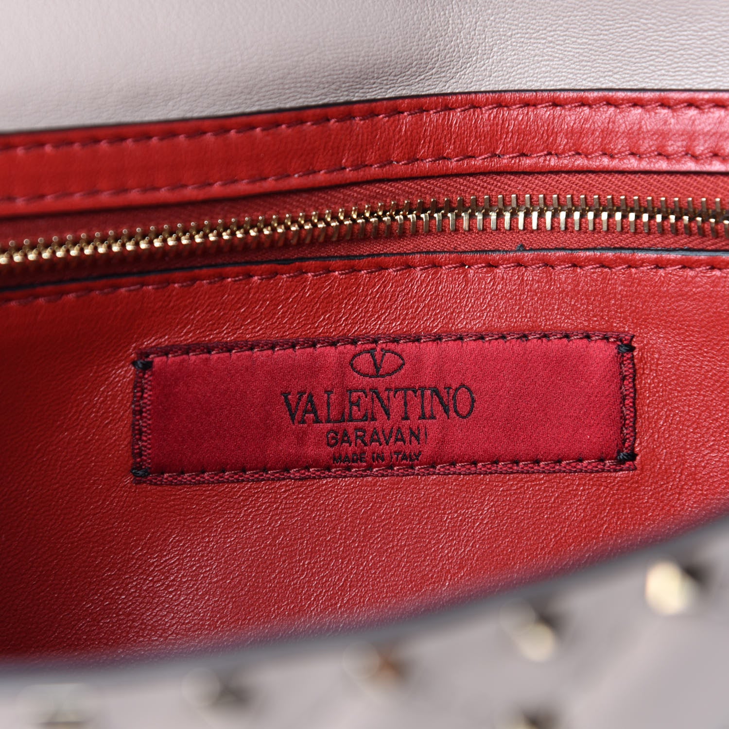 Valentino Garavani Lambskin Rockstud Spike Wallet on Chain Poudre 8 of 10