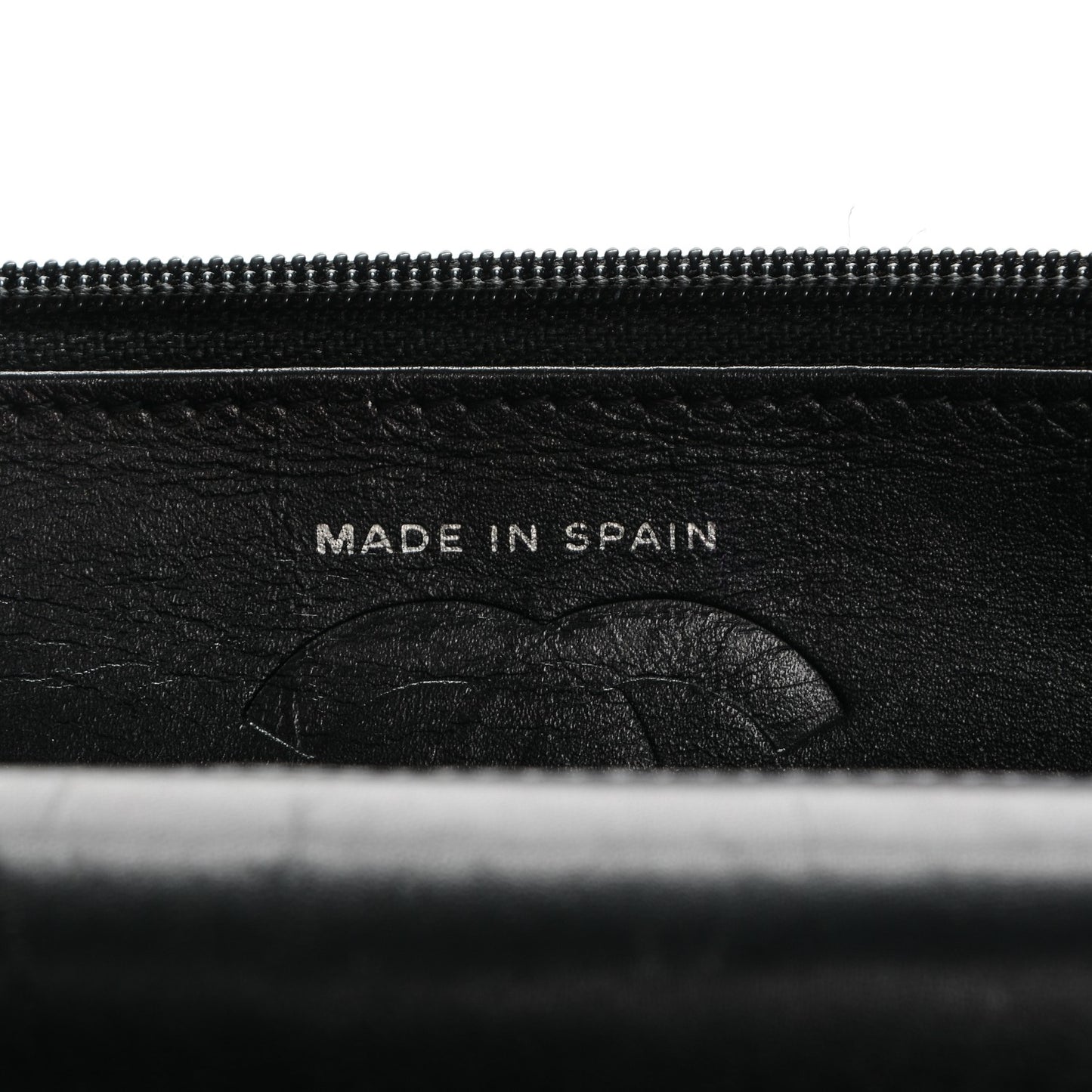 Calfskin Quilted Cambon Wallet On Chain WOC Black
