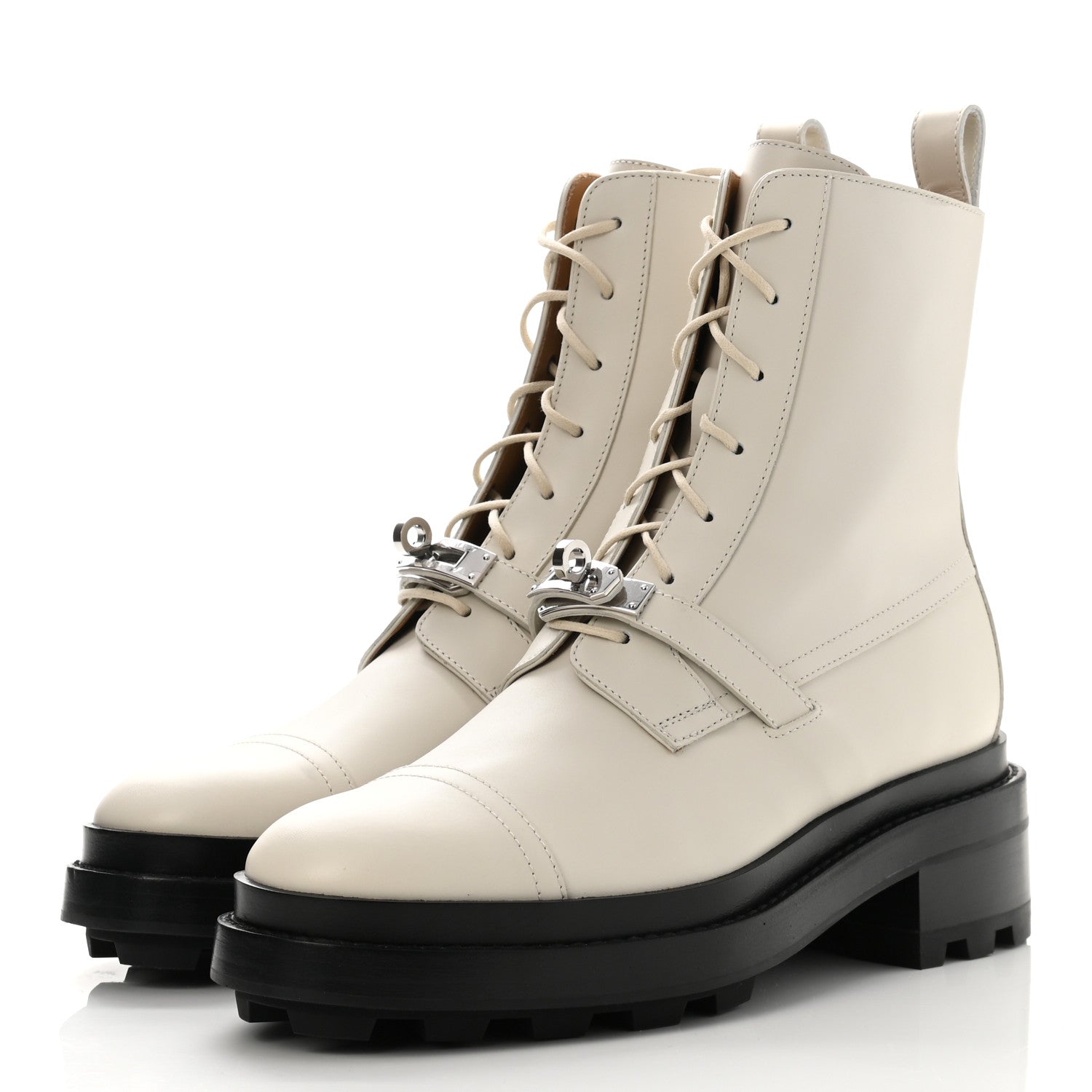 Hermes Glossed Calfskin Funk Ankle Boots 38.5 Beige Glaise 3 of 8