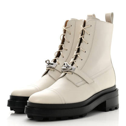 Hermes Glossed Calfskin Funk Ankle Boots 38.5 Beige Glaise 3 of 8
