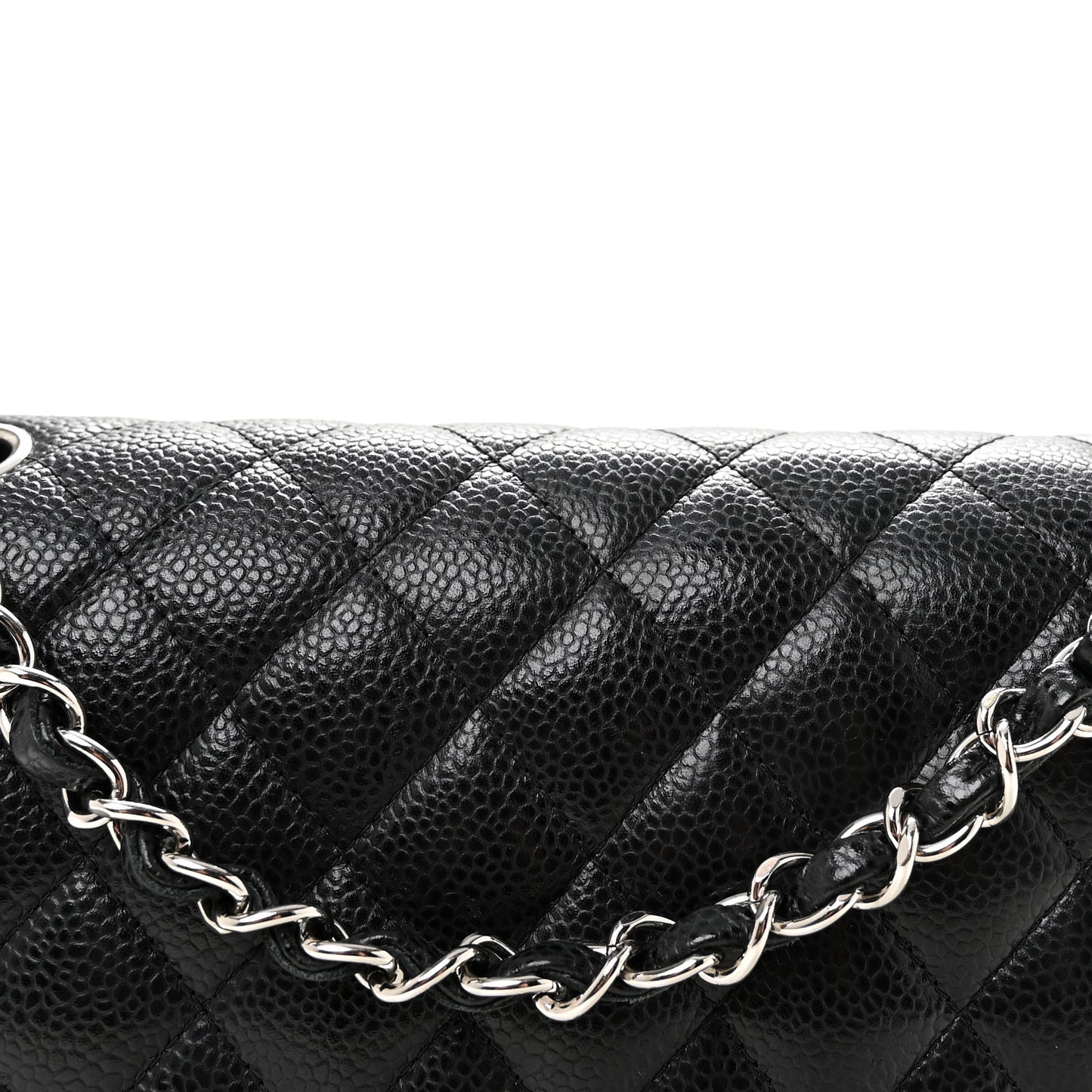 Caviar Quilted Medium Double Flap Black