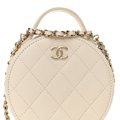 Chanel Caviar Quilted Round Handle With Care Vanity With Chain White 8 of 11
