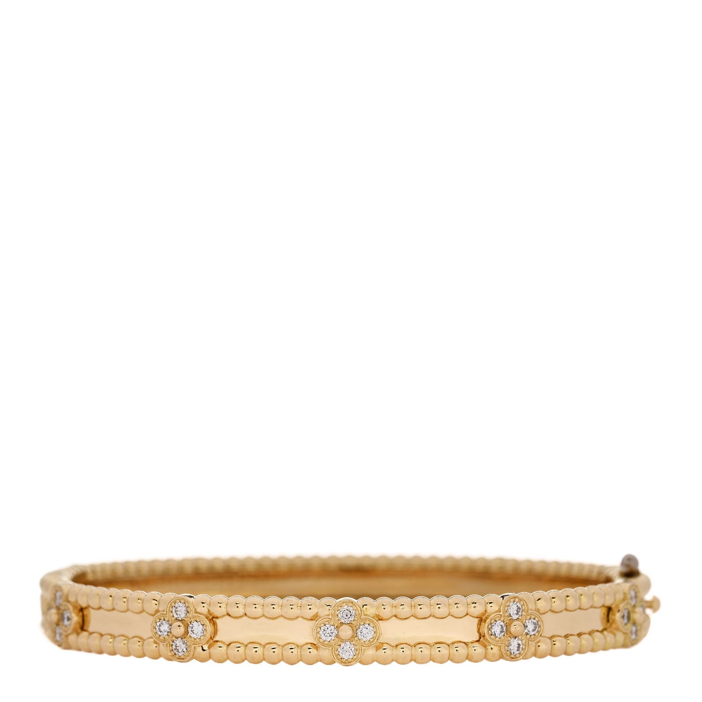 18K Yellow Gold Diamond Perlee Sweet Clovers Bracelet XS