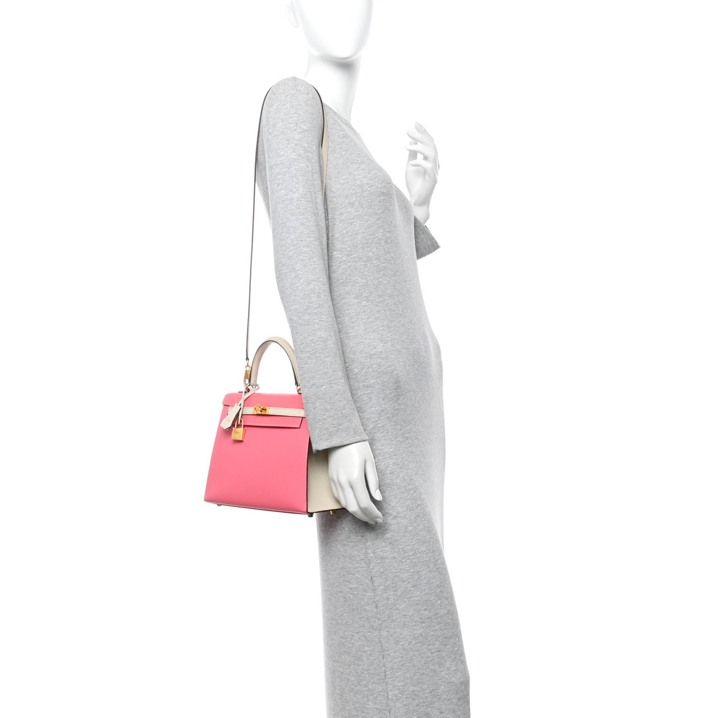 Epsom Bi-Color Horseshoe Kelly Sellier 25 Rose Azalee Craie