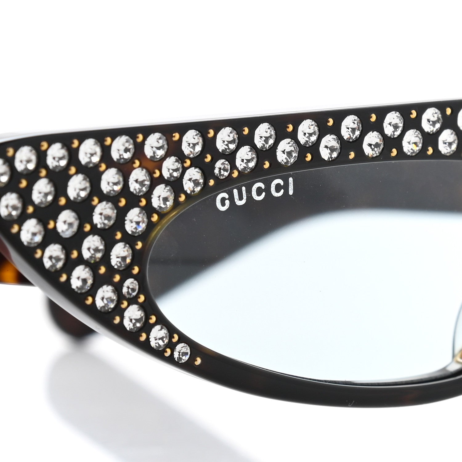 Gucci Acetate Asymmetrical Crystal Sunglasses GG0240S Havanna 8 of 8