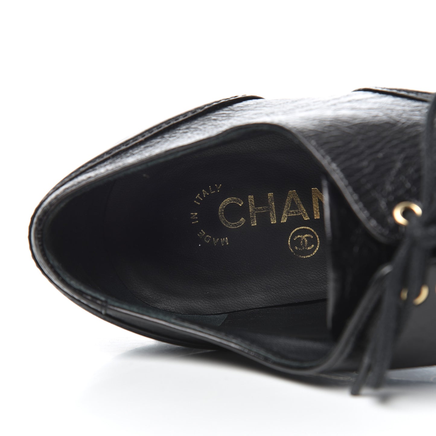 Crumpled Calfskin Lace Up Platform Oxfords 37 Black