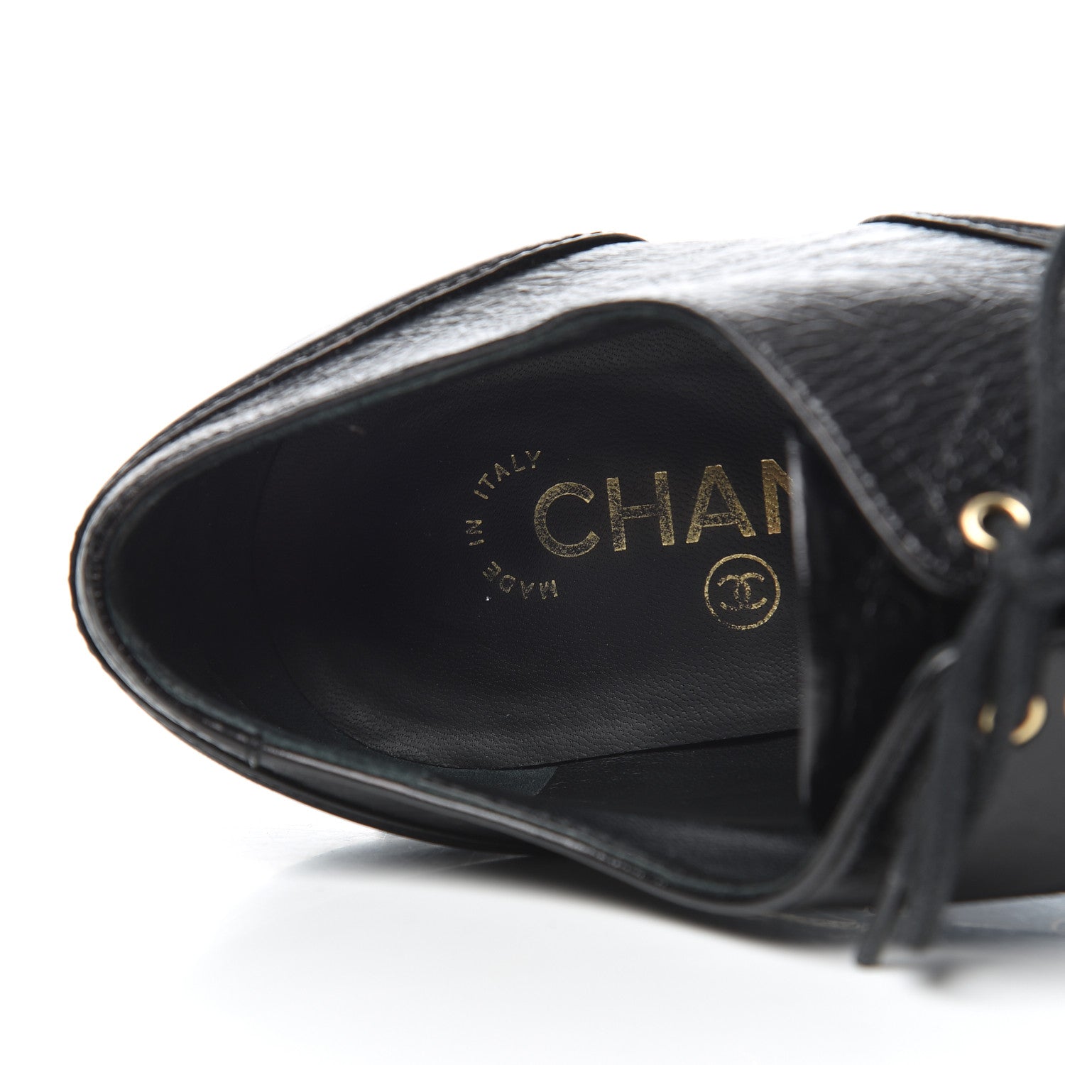 Chanel Crumpled Calfskin Lace Up Platform Oxfords 37 Black 21 of 22