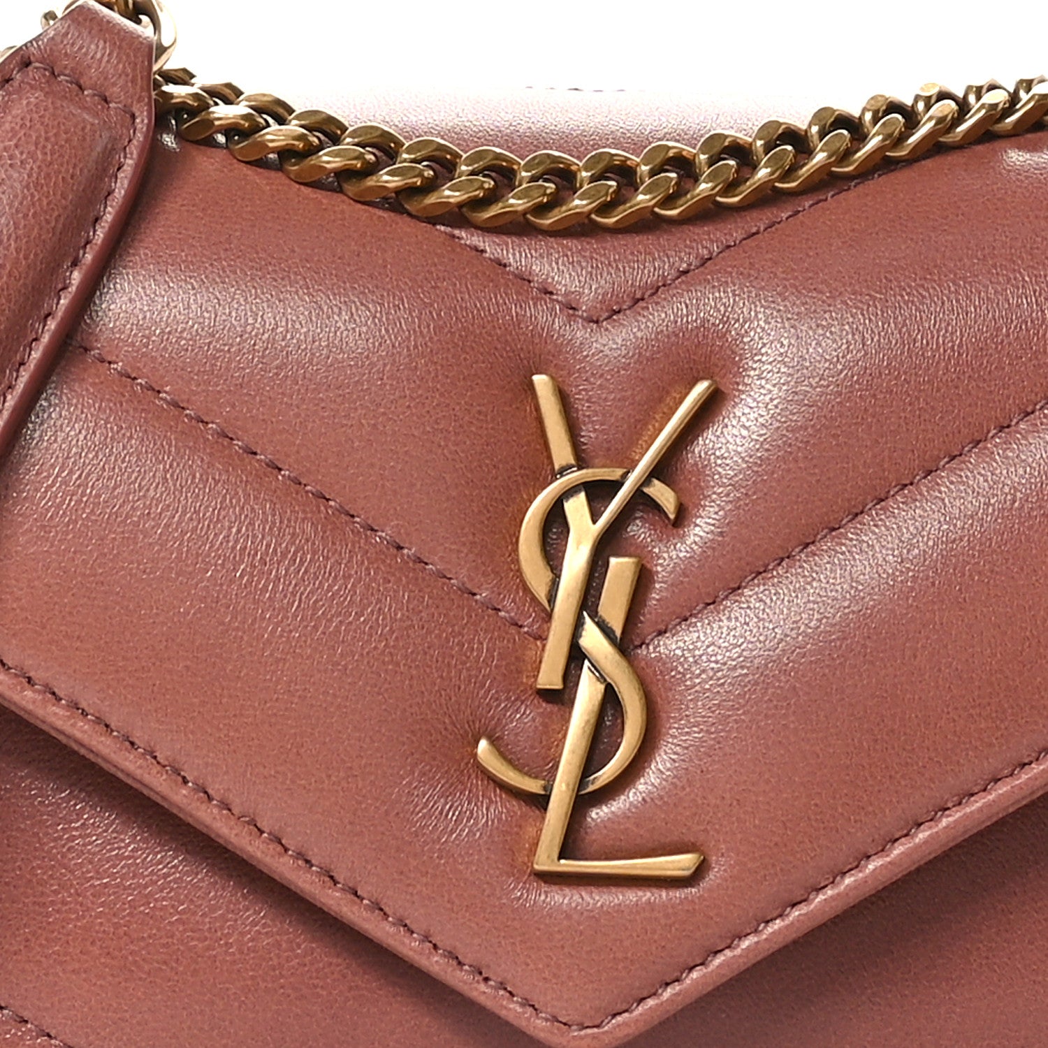 Saint Laurent Lambskin Chevron Quilted Mini Loulou Hortensia