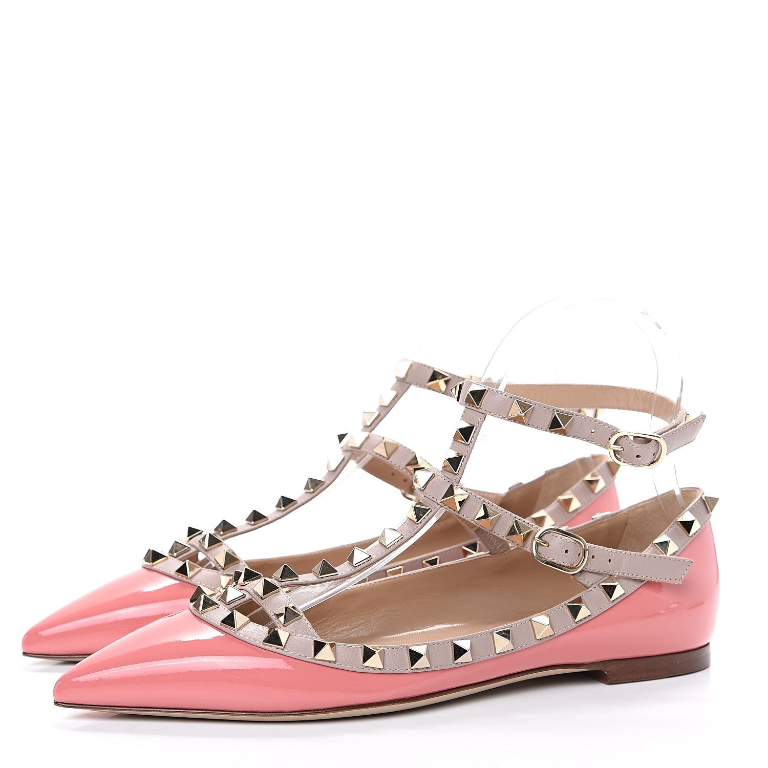 Valentino Garavani Patent Rockstud Cage Ballerina Flats 37 Ninphea Poudre 3 of 7