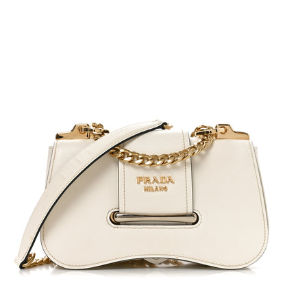 Prada Saffiano Lux Sidonie Small Chain Crossbody Bag White 1 of 9