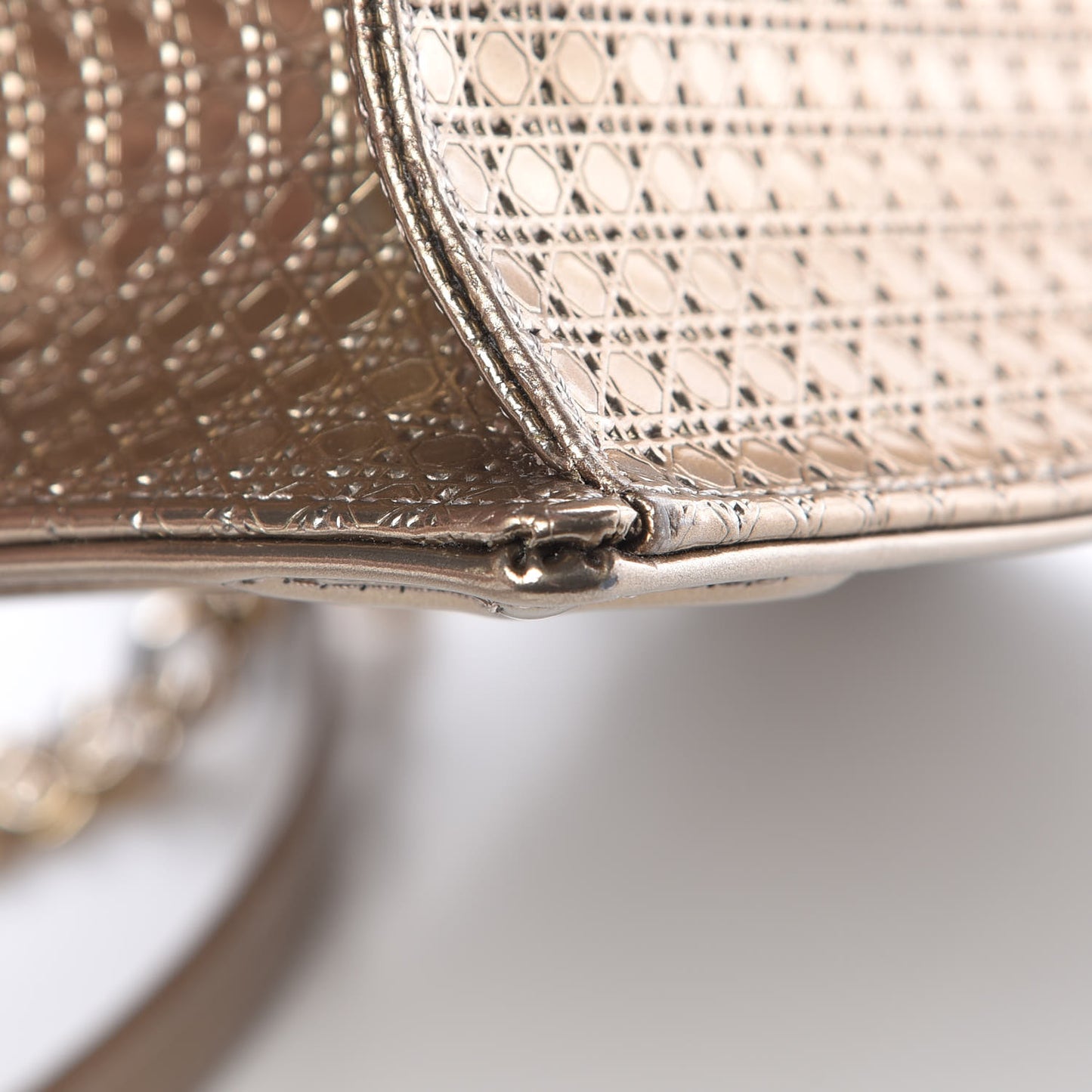 Metallic Patent Micro-Cannage Medium Diorama Flap Bag Gold