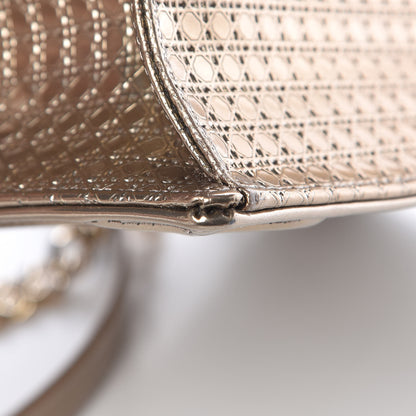 Christian Dior Metallic Patent Micro-Cannage Medium Diorama Flap Bag Gold 16 of 19