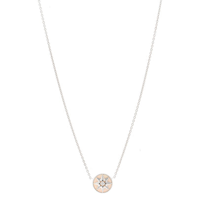 Christian Dior 18K White Gold Diamond Mother of Pearl Rose Des Vents Necklace 1 of 4