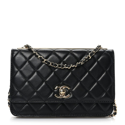 Chanel Lambskin Quilted Trendy CC Wallet On Chain WOC Black 1 of 10