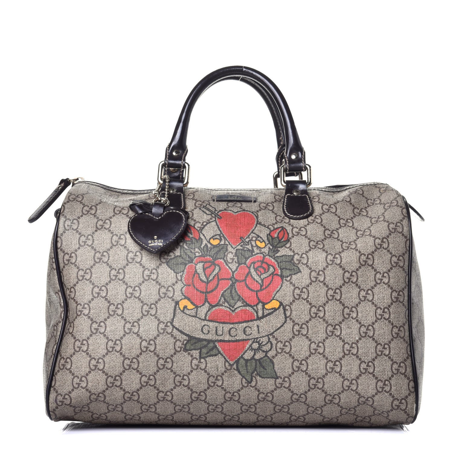 Gucci GG Plus Monogram Tattoo Heart Medium Joy Boston Dark Brown 1 of 12