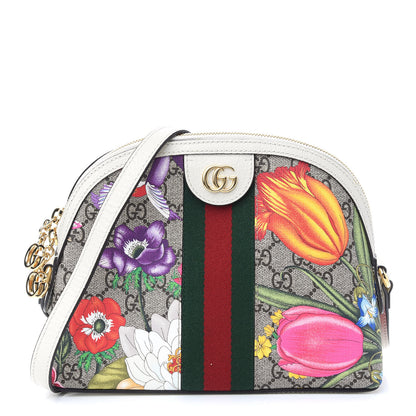 Gucci GG Supreme Monogram Flora Web GG Small Ophidia Dome Shoulder Bag White 1 of 9