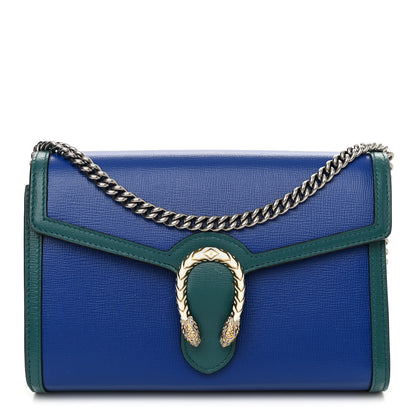 Gucci Azalea Calfskin Enamel Mini Dionysus Chain Wallet Imperial Blue Pavone Off White 1 of 10