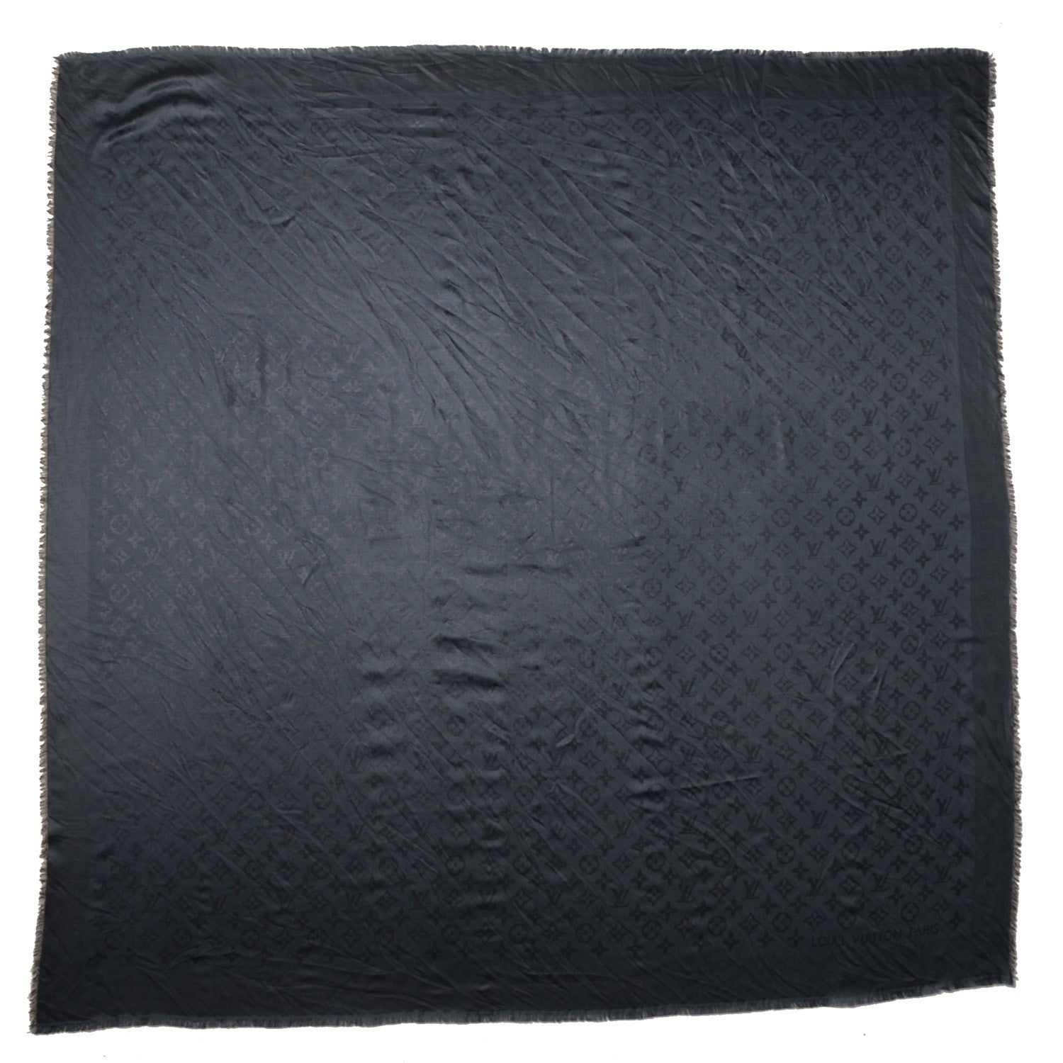 Louis Vuitton Silk Wool Monogram Voile Shawl Anthracite 2 of 4