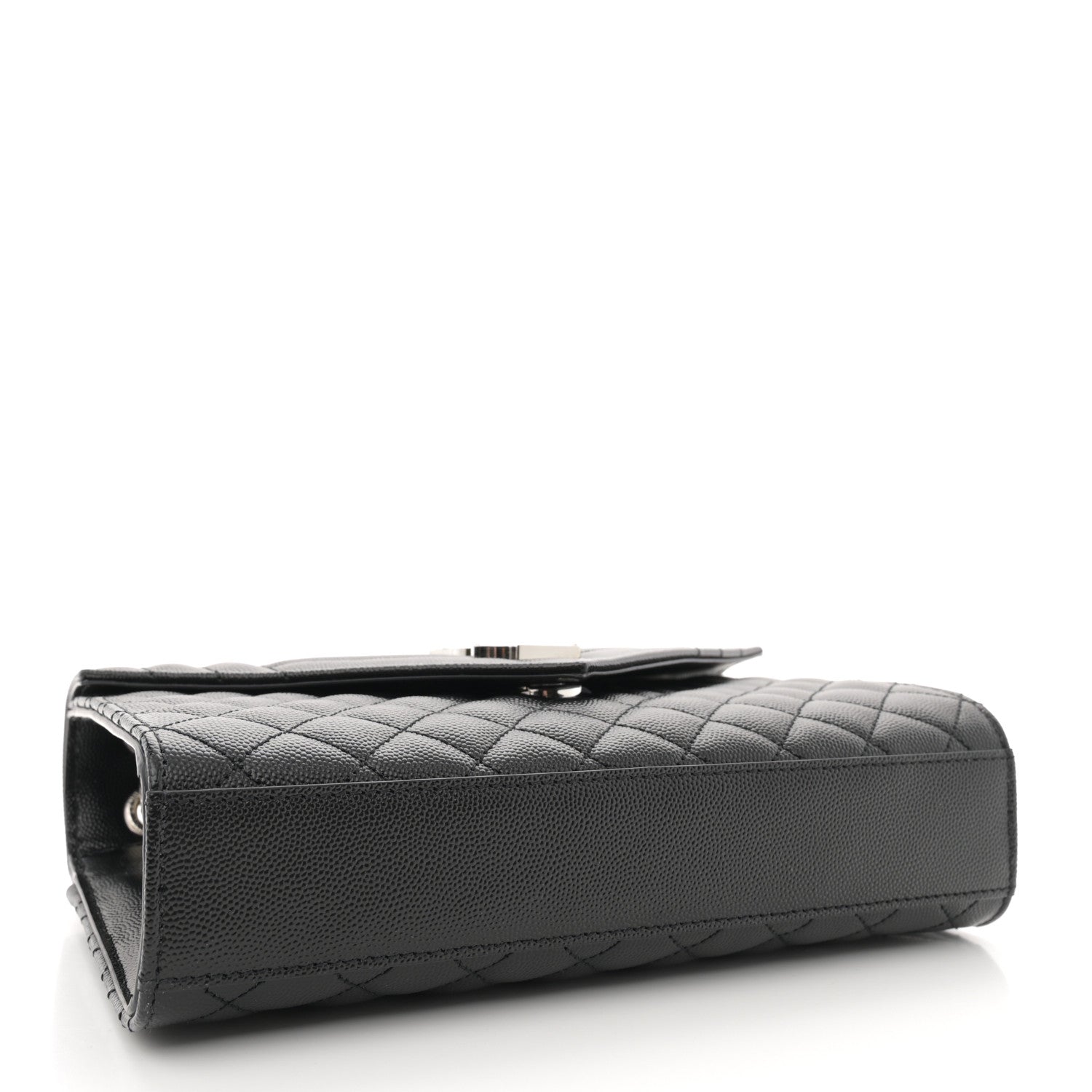 Saint Laurent Grain De Poudre Textured Mixed Matelasse Triquilt Medium Monogram Satchel Black 4 of 12