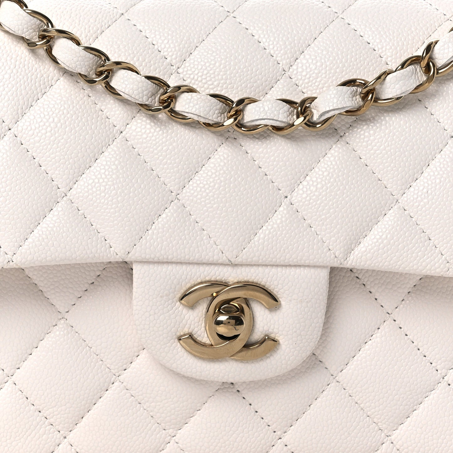 Caviar Quilted Small Double Flap White