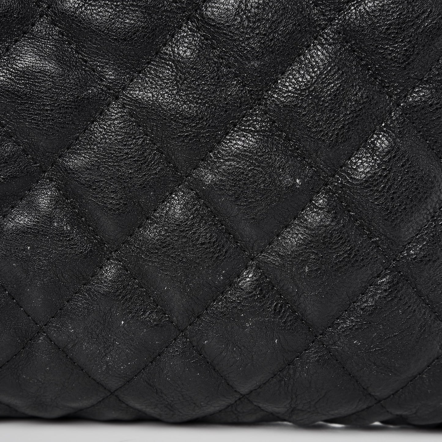 Crumpled Calfskin Quilted Large Cosmetic Case So Black