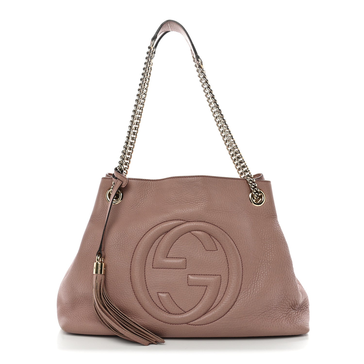 Gucci Pebbled Calfskin Medium Soho Chain Shoulder Bag Antique Rose 1 of 12