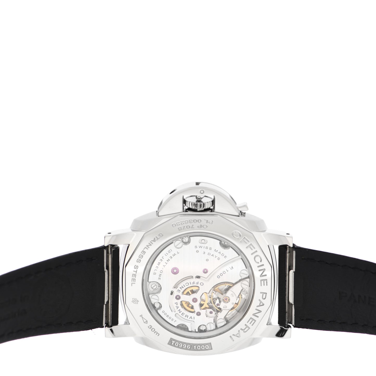 Stainless Steel Alligator 42mm Luminor Due Manual Winding Watch Black PAM00676