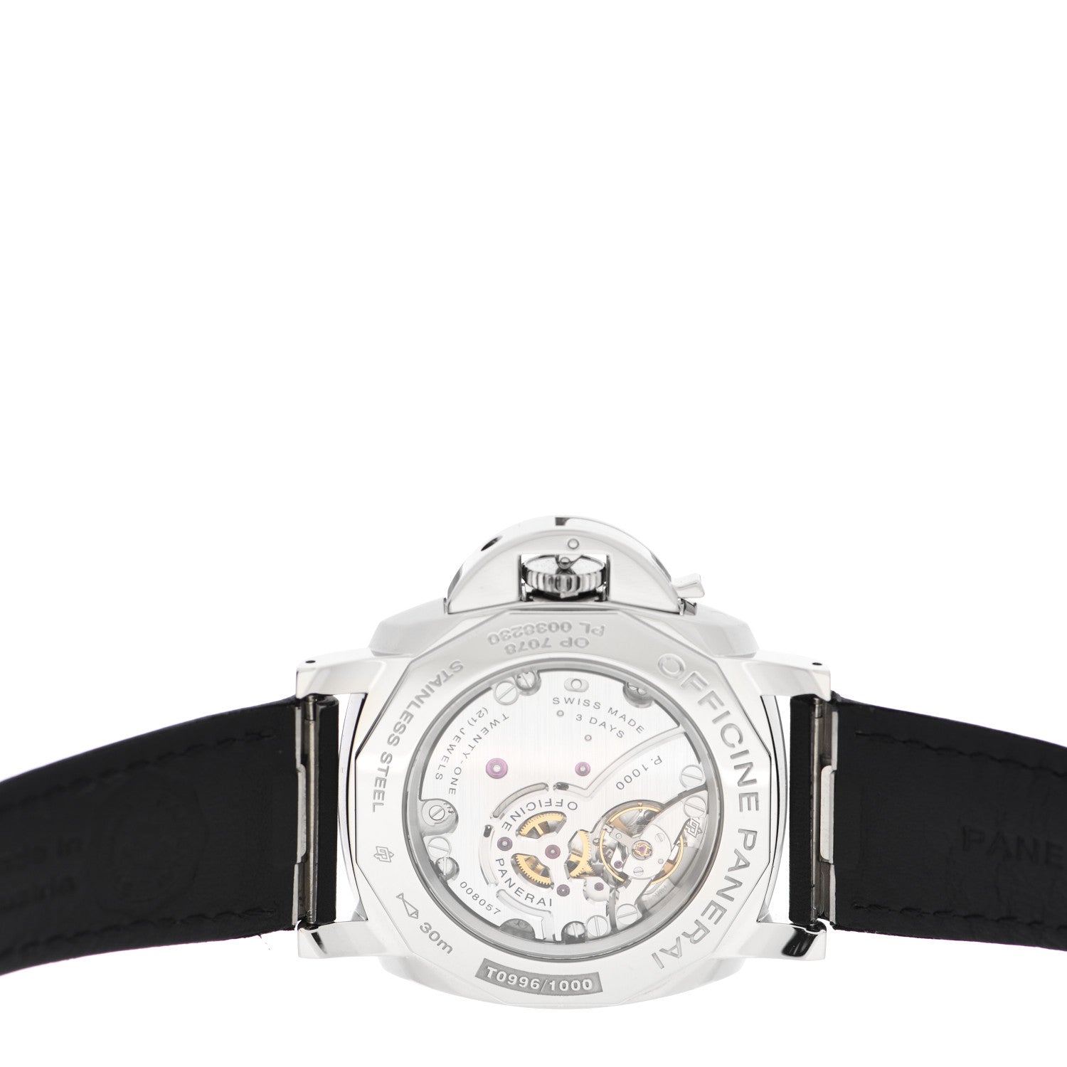 Panerai Stainless Steel Alligator 42mm Luminor Due Manual Winding Watch Black PAM00676 4 of 5