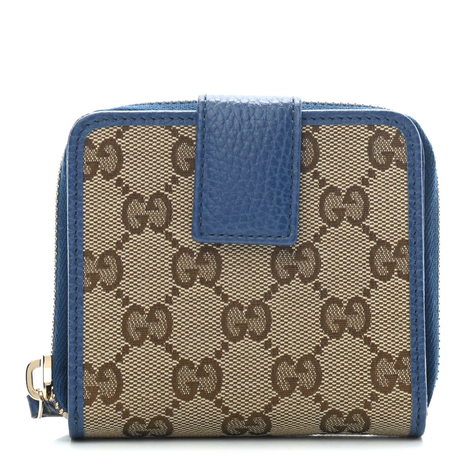 Gucci Monogram Dollar Calfskin Zip Around French Flap Wallet Beige Ebony Caspian 1 of 7