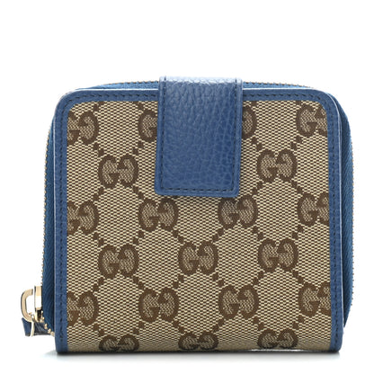 Gucci Monogram Dollar Calfskin Zip Around French Flap Wallet Beige Ebony Caspian 1 of 7