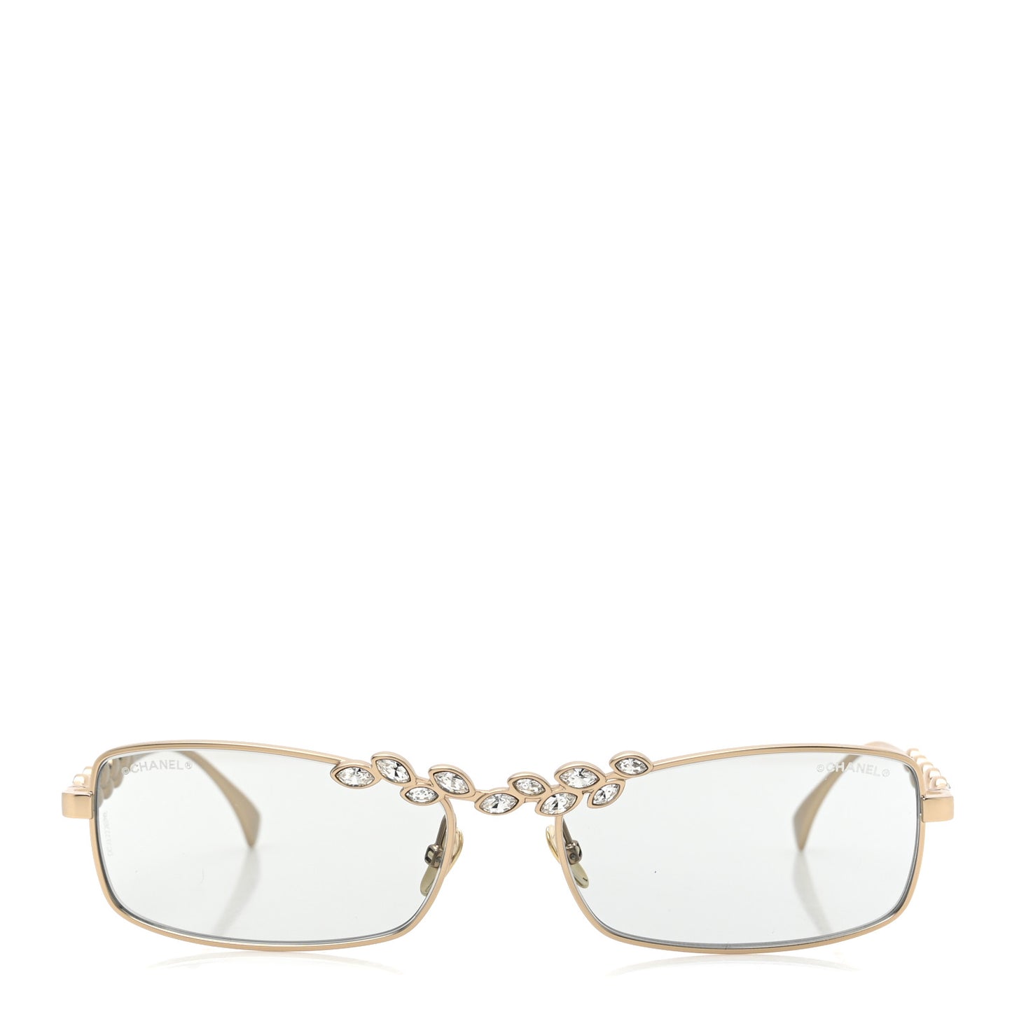 Metal Crystal Sparkling Wheat Rectangle Sunglasses 71584 Gold