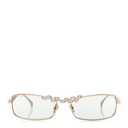 Chanel Metal Crystal Sparkling Wheat Rectangle Sunglasses 71584 Gold 2 of 7