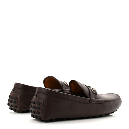 Gucci Soft Clove Calfskin Mens Horsebit Driver Loafers 9 Cocoa 4 of 8