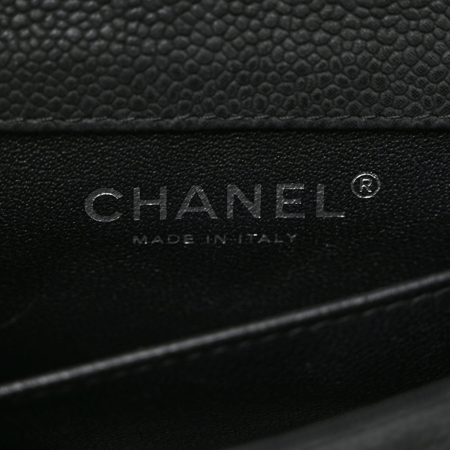Iridescent Caviar Quilted Extra Mini Flap Black