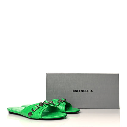 Balenciaga Agneau Arena Cagole Flat Slide Sandals 39 Vivid Green 8 of 8