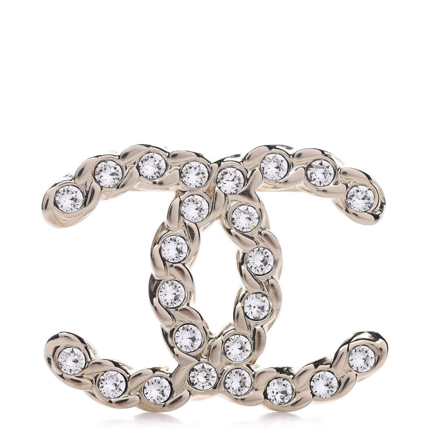 Crystal Pearls Coronation CC Brooch Gold