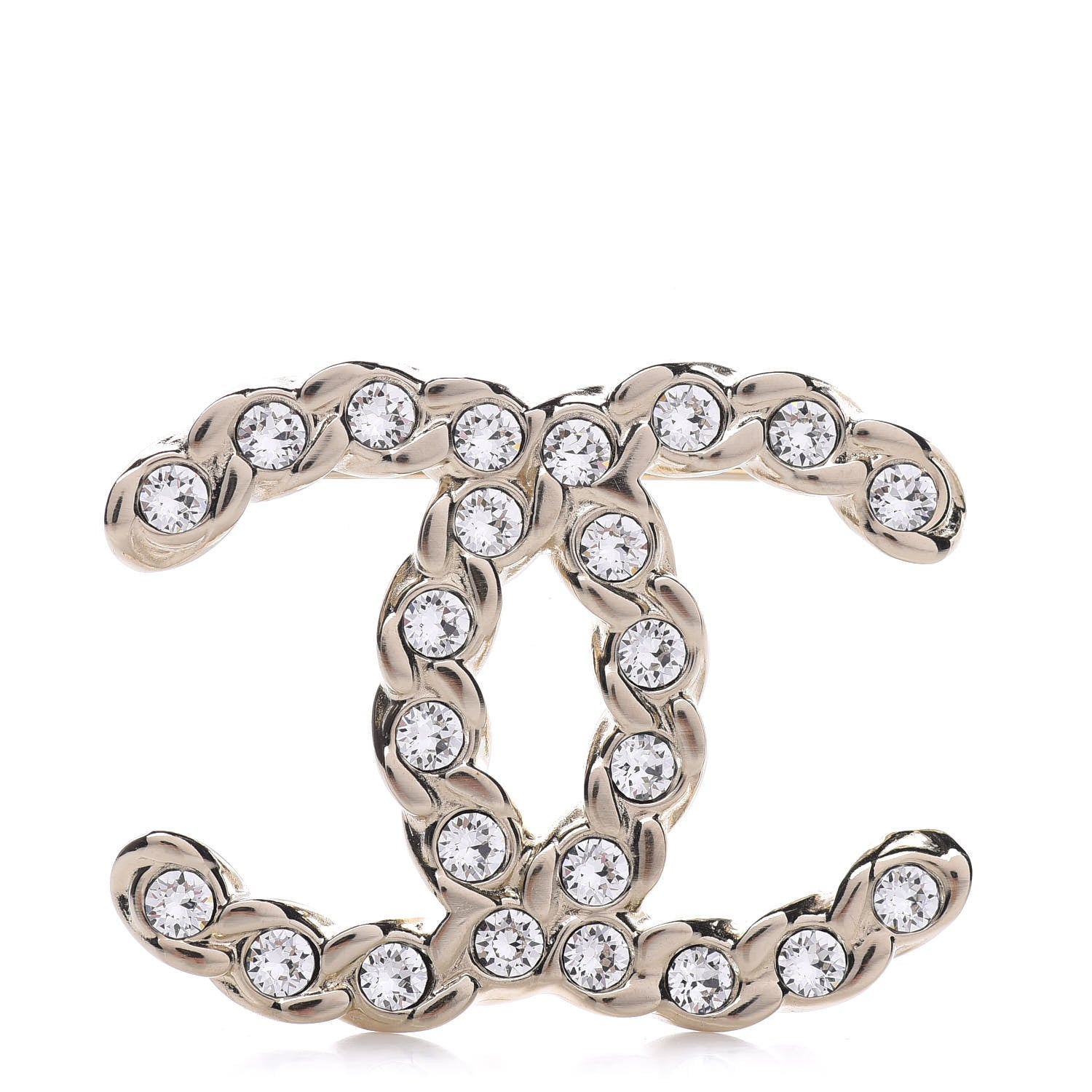 Chanel Crystal Pearls Coronation CC Brooch Gold 1 of 5