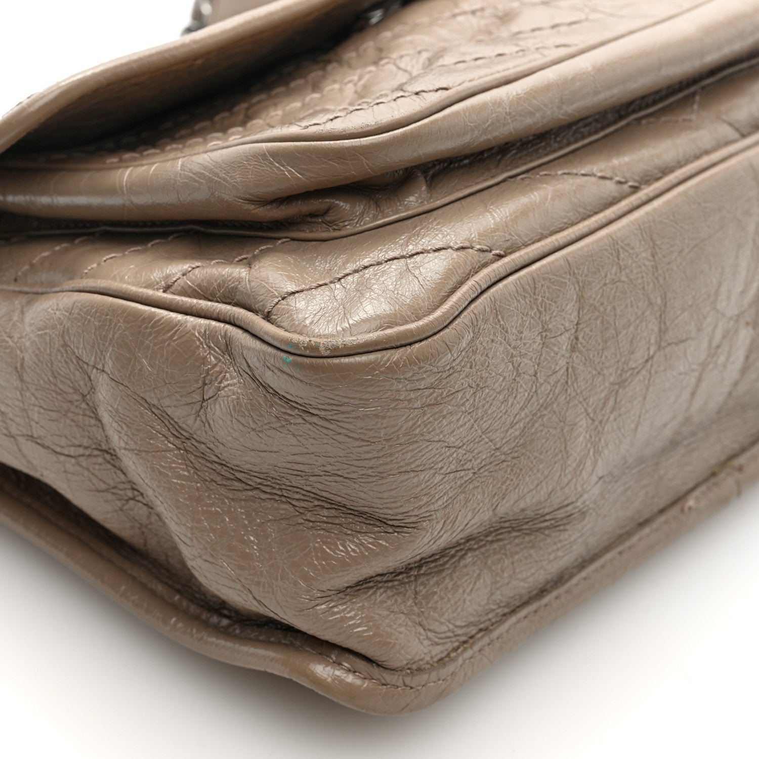 Saint Laurent Crinkled Calfskin Matelasse Monogram Medium Niki Chain Satchel Dusty Grey 8 of 9