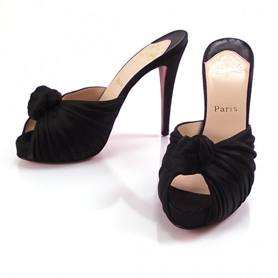 Christian Louboutin Satin Greissimo Knot Peep Toe 39 1 of 6